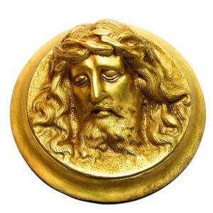 6 diameter Brass Lord Jesus/Statue with Jesus Face Wall Hanging
