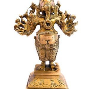Brass Sixteen Hands Ganesha 23 Cm