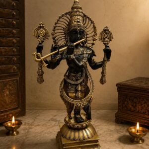 Traditional Brass Lord Krishna Statue – 24 Inch Premium Brass Sculpture | 13 Kg Heavy Decorative Idol