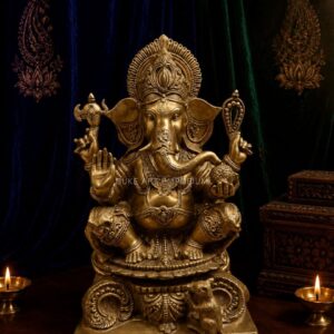Exquisite Brass Lord Ganesha Murti – 22 Inch Premium Divine Sculpture with Elegant Finish