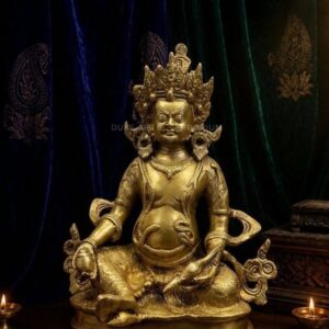 Brass Kuber Statue – 10 Inch Divine Wealth God Idol with Elegant Finish