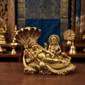 10 Inch Brass Vishnu Laxmi Idol | Handmade Lakshmi Narayan Statue | 8 Kg Premium Brass Murti for Home Temple, Pooja Room & Spiritual Décor