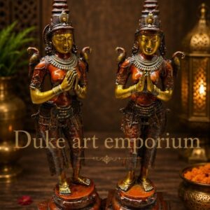 50 Inch Brass Dwara Devi Welcome Lady Statue | Handmade Traditional Brass Lady Sculpture | 40 Kg Decorative Entrance Idol for Home, Hotel & Temple
