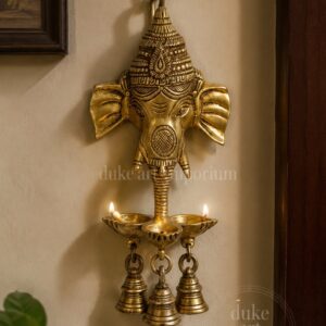 Handcrafted Brass Hanging Ganesh Diya for Home Temple & Wall Décor | 10 length