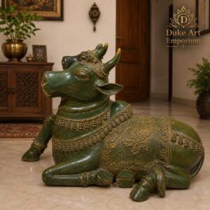 31 Inch Brass Nandi Statue – Handmade Sacred Bull Idol for Temple & Home Décor | 30 kg