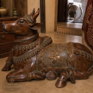 31 Inch Brass Nandi Statue – Handmade Sacred Bull Idol for Temple & Home Décor | 30 Kilograms