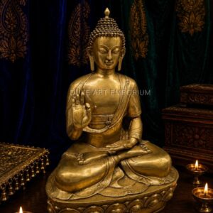 Brass Buddha Idol 35 Inch – Handcrafted Meditation Buddha Statue with Premium Finish