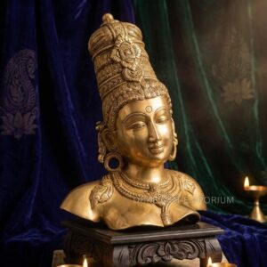 Finest Quality Handcrafted Brass Parvati Head Statue – Solid Brass Goddess Parvati Face Sculpture for Home Temple, Pooja & Luxury Décor