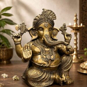 Traditional Brass Ganesh Idol 20.5 Inch – Premium Solid Brass Statue for Spiritual Décor