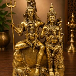 Pure Brass Shiv Parivar Idol – 3 Feet Antique Finish, Heavy 130 Kg, Premium Brass Shiva Family Statue for Home Temple, Temple Installation & Spiritual Décor