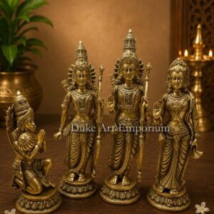Pure Brass Ram Darbar Idol – 20 Inch Antique Finish, Heavy 26 Kg, Premium Brass Lord Rama, Sita, Lakshmana & Hanuman Statue for Home Temple, Office & Spiritual Décor