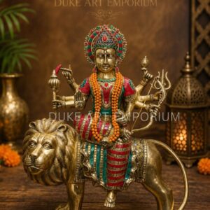 2 Feet Brass Durga Idol | 24 Inch Handmade Maa Durga Statue | 30 Kg Decorative Brass Murti for Temple, Home & Spiritual Décor
