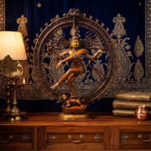 Handcrafted Pure Brass Lord Nataraj Statue – 35 Inch Antique Finish, Heavy 35 Kg, Premium Brass Dancing Shiva Idol for Home Temple, Office & Spiritual Décor