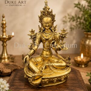 12 Inch Tara Devi brass Idol | 4.5 Kg Handmade Hindu Goddess Statue | Decorative & Worship Murti for Home Temple